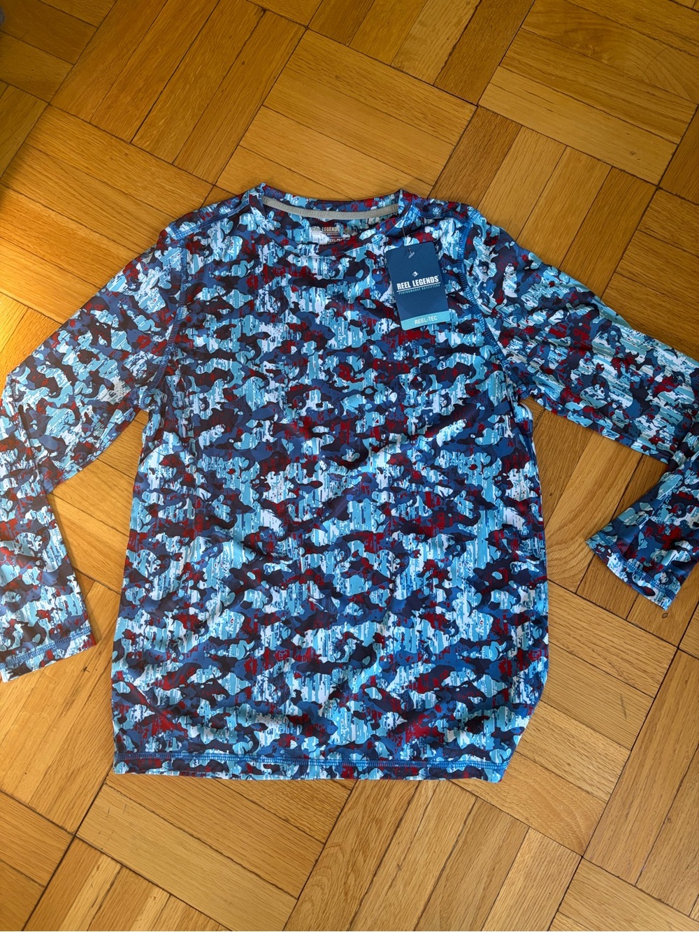 NWT Reel Legends Boy’s L. Long-Sleeve Fishing Shirt UPF 40 Moisture Wicking